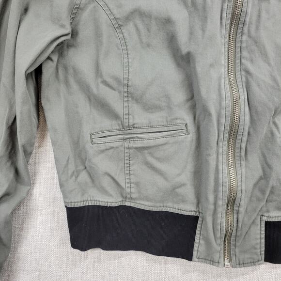 Sanctuary Womens Jacket Size M Olive Green Zip Up Military Twill Bomber Crop - Picture 12 of 13